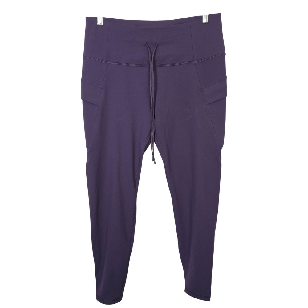 Spyder Active Womens XL Purple High Rise Pocket Leggings Drawstring RN63619